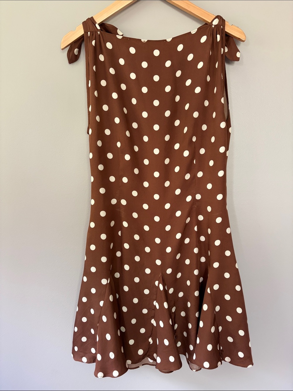 Doen Melina Dress Georgine Dot Small Brown Ivory Polka Dot Silk Retro Cottage - Picture 6 of 14